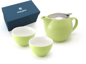 ZERO JAPAN Gift Set Universal Teapot for 3 People & 2 Wide Tea Cups Kiwi ... - Picture 1 of 7