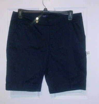 Womens Chaps navy dress shorts Size 12 Inseam 9 1/4"  NWOT Pockets Stretch - Image 1 of 4