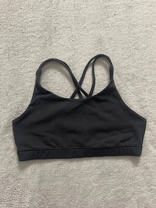 Athleta Girl Sports Bra Youth Large Black Athletic Cross Back Stretch Pullover - Picture 1 of 9