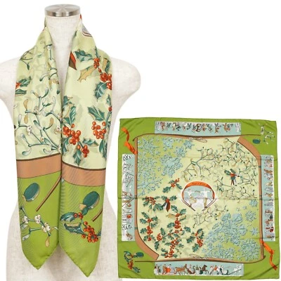 Hermes "Neige d'Antan" Carre 90 Silk 100% Scarf Vintage Rare Cleaned - Image 1 of 4