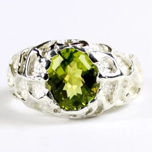 PERIDOT Sterling Silver Men's Ring, Handmade • SR168 - Picture 1 of 5