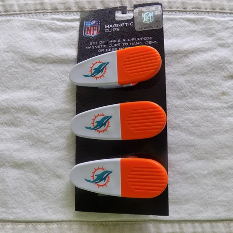 NFL Miami Dolphins Magnetic Clips Refrigerator Chips Mail All Purpose  3 Pack Cover