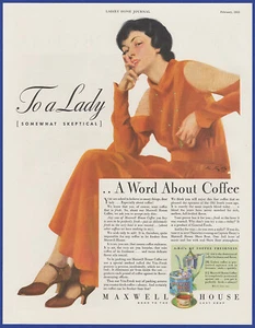Vintage 1933 MAXWELL HOUSE Coffee Kitchen Art Decor Ephemera 30's Print Ad - Picture 1 of 1