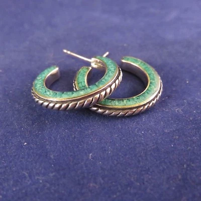 Pendientes de aro de ley y turquesa de Carolyn Pollack/Relios Inc. (1134) Foto 1 de 4