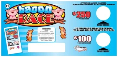 NEW pull tickets **2 BOXES INCLUDED** BACON RACE - Seal Card Tabs - Image 1 of 3