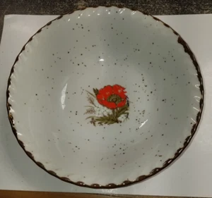 Vintage Japan Otagiri Bowl Red Poppy With Brown Specks - Picture 1 of 3