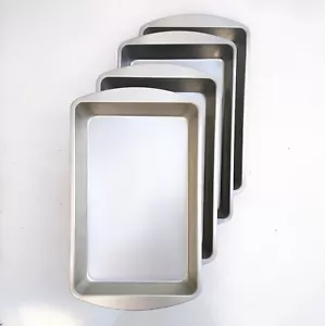 4 Baking Trays tin tins tray NON Stick Brownie Cake oven roasting SILVER STEEL - Picture 1 of 3