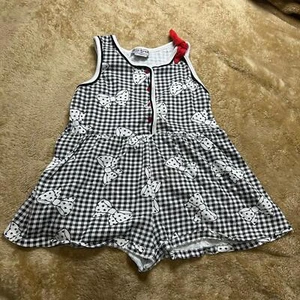 Vtg 80s/90s Doe-Spun Girls Gingham Bow Pattern Jumper Size 6 - Picture 1 of 5