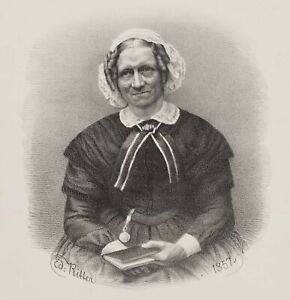 E. RITTER (1808-1853), Portrait Elisabeth Borckenstein,  1857, Lithographie