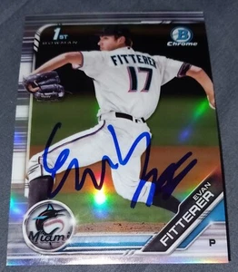 Miami Marlins Evan Fitterer Signed 2019 Bowman Chrome Refractor Auto 1st Card - Picture 1 of 1