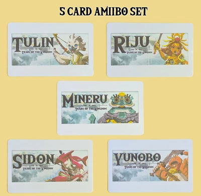 Zelda Tears of the Kingdom | 5 Amiibo Cards | Mineru Riju Yunobo Tulin Sidon