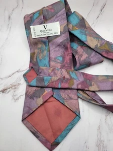 Corbata VALENTINO PIETRO Pura Seda Hecha a Mano Multicolor Abstracta ~A086 - Imagen 1 de 5
