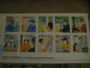 2021 Singapore First Day Cover on "A Tribute to Frontline Heroes" w/ brochure - Picture 1 of 3