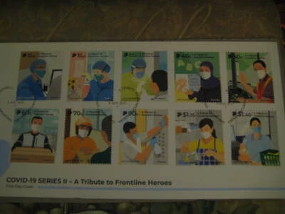 2021 Singapore First Day Cover on "A Tribute to Frontline Heroes" w/ brochure - Image 1 of 3