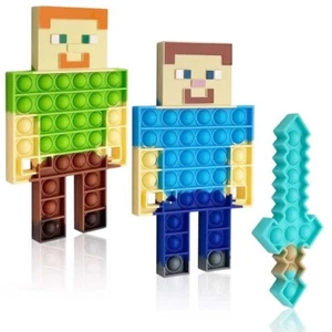 3 Stück Minecraft Steve Fidget Popper sensorisches Spielzeug 8 Zoll Fingerspitze Pop It Stressabbau - Bild 1 von 9
