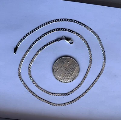 10K 纯白金 2 毫米古巴链式项链男式女式 16 码-26 码  — 第 1/3 张图片