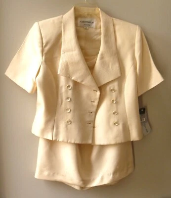 Новый с ярлыком Albert Nipon слоновой кости шелк Shantung костюм размер 12 - Изображение 1 из 4