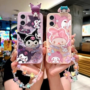 Pink My Melody Purple Kuromi Phone Protective Case For iPhone W/Holder Pendant - Picture 1 of 7