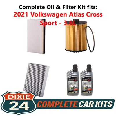 2021 Volkswagen Atlas Cross Sport 3.6L Cabin, Air & Oil Filter Kit (0W-30) - Image 1 of 4