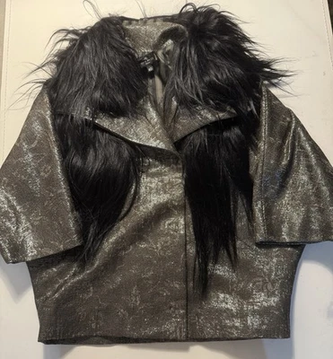 Blazer ETRO de lana metálica con piel de cabra, talla 40 (aprox. talla 4 de EE. UU.) Foto 1 de 4