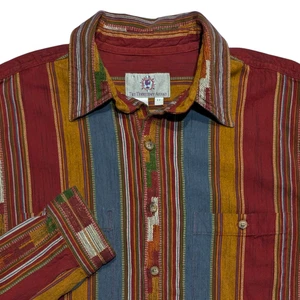 The Territory Ahead Shirt Mens Large Tall LT Button Up Colorful Striped FLAW - Picture 1 of 13