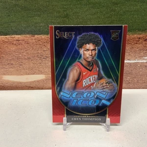 AMEN THOMPSON 2023-24 Panini Select Neon Icon Red Prizm Rc #20 Houston Rockets - Picture 1 of 2