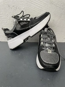 MICHAEL MICHAEL KORS Cosmo Metallic Logo Mixed-Media Trainer SZ 6 M - Picture 1 of 21