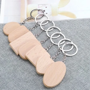 8 Stck. Holz Schlüsselanhänger kreativ zum Selbermachen Dekor Schlüsselanhänger für Frau Mann Dame (Kreis, - Bild 1 von 12
