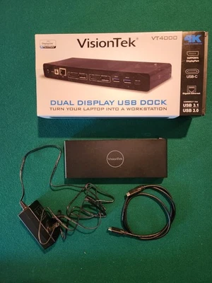 VisionTek VT4000 Dual Display 4K USB 3.0/USB-C Docking Station - Image 1 of 4