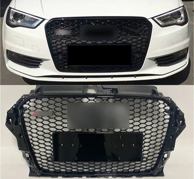 适用于奥迪 A3 S3 RS3 2014 - 15 - 2016 黑色前 Henycomb 烤架格栅 — 第 1/4 张图片