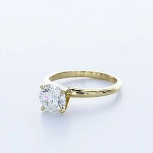 ANILLO SOLITARIO CLÁSICO PUNTA ORO 14K CORTE REDONDO D/VVS1 DIAMANTE CREADO EN LABORATORIO 1,5 QUILATES - Imagen 1 de 3