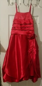 Kleid rot lang für Mädchen Gr. 6 Style A-Linie mit Trägern und Reißverschluss hinten - Bild 1 von 4