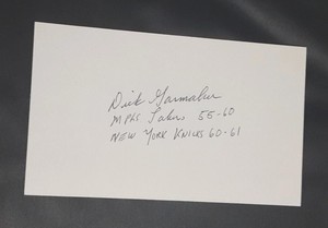 DICK GARMAKER MINNEAPOLIS LAKERS BASKETBALL SIGNED AUTOGRAPHED INDEX CARD 3X5 B
