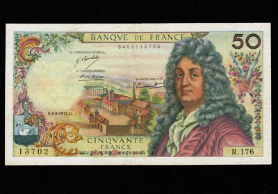 FRANCE 50 FRANCS 1971  P-148  ( Prefix R )  EF - Image 1 of 4