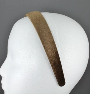 Brown velvet headband soft velour hair band accessory 1" wide plain classic - Picture 1 of 10