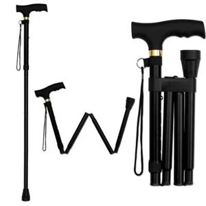 Adjustable Walking Cane Aluminum Walking Stick Folding Collapsible Travel Hiking - Picture 1 of 11