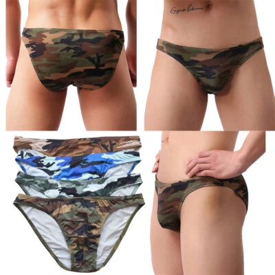 Slip uomo sexy traspirante mimetico slip vita bassa mutandine bikini uomo - Immagine 1 di 4