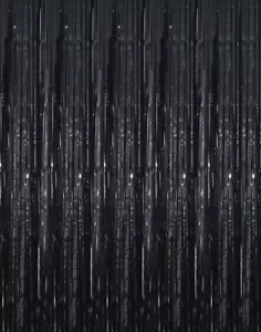 3.2 Ft X 9.8 Ft Black Photo Backdrop, 1 Pack Metallic Tinsel Foil Fringe Curtain - Picture 1 of 12