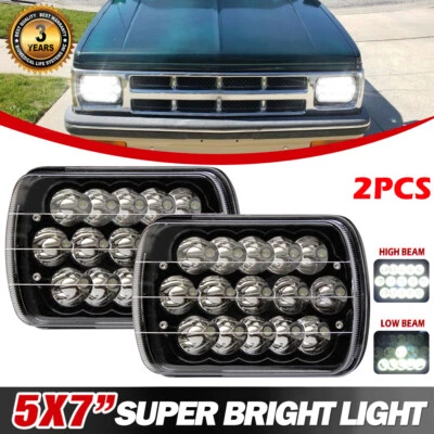 2PCS For 82-93 Chevy S10 G10 GMC S15 7X6" 5X7" LED Headlights Hi-Lo Beam - Image 1 of 4