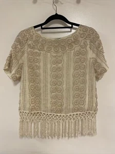TOPSHOP Beaded Tassels Evening Formal Cropped Top BNWT Size US 6 B11 - Picture 1 of 4