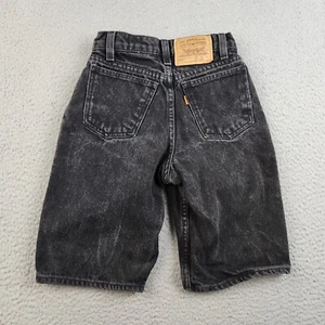 VTG 90s Little Levis Orange Tab Denim Jean Shorts Boys 11 Slim Knee Length Faded - Picture 1 of 11