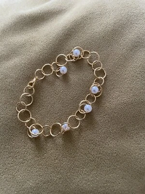 Gold Pearl Adjustable Bracelet  ( With Free Gold Pearl Earrings Short Time Only — 第 1/4 张图片