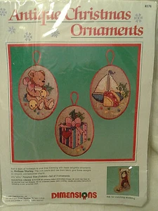 Dimensions Antique Christmas Ornaments Cross Stitch Kit - 3 Ornaments - NIP - Picture 1 of 3