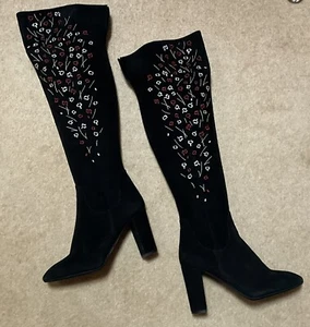 Brand New LK Bennett Size 41 ‘Kassandra’ Black Suede Over The Knee Boots - Picture 1 of 6