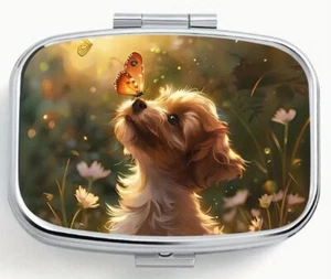 Fancy 2 Compartment Puppy & Butterfly Pill Box - Picture 1 of 5
