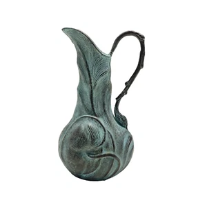 Vintage Bronzeguss Jugendstil 8" Krug mit Lili Pad Design - Bild 1 von 7