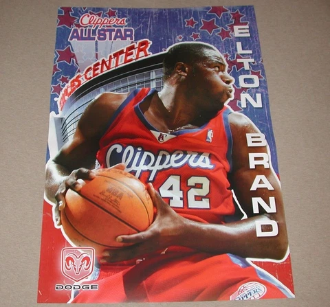 Elton Brand NBA Los Angeles Clippers 2004 Basketball 18" x 26" All Star Poster Cover