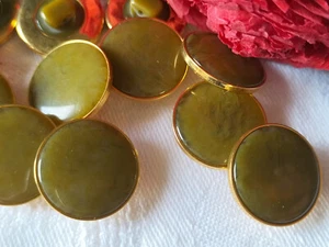 Lot 6 jolis boutons vintage vert cercle metal pied 1,8 cm ref 1330 - Picture 1 of 3