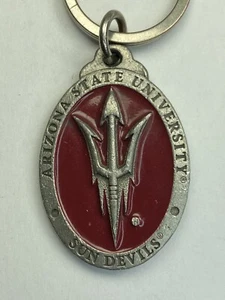 Vintage Arizona State University Sun Devils Pitch Fork 2 Sided Metal Keychain - Picture 1 of 4