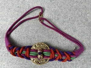 Cintura intrecciata vintage dichiarazione donna rosa vita anni 80 90 boho medaglione colorato - Foto 1 di 12
